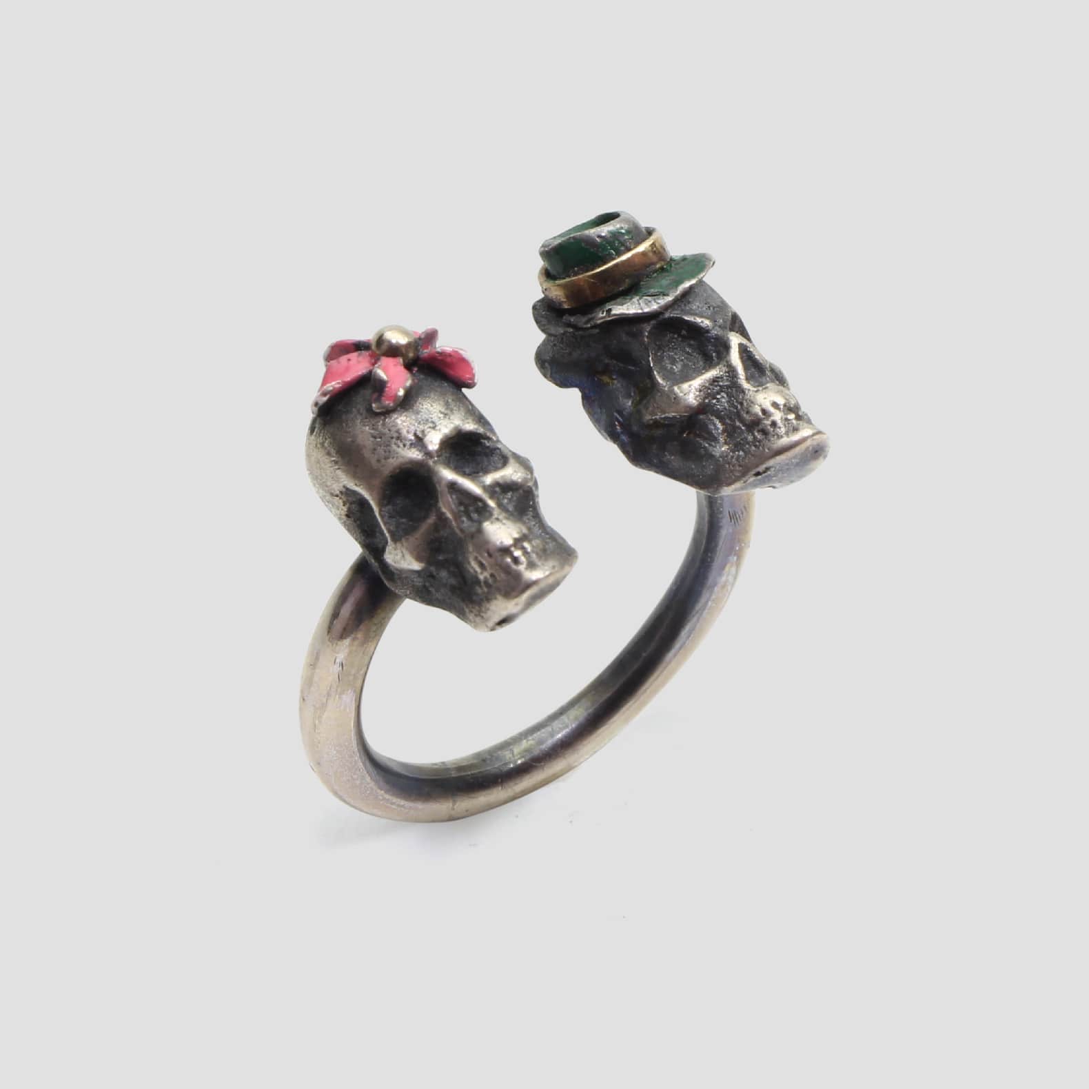 Anillo plata y oro • calavera - joyería creativa