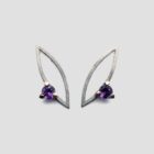 Pendientes amatistas de plata, amatista y oro, joya creada y hecha a mano por Comin Joieria Creativa